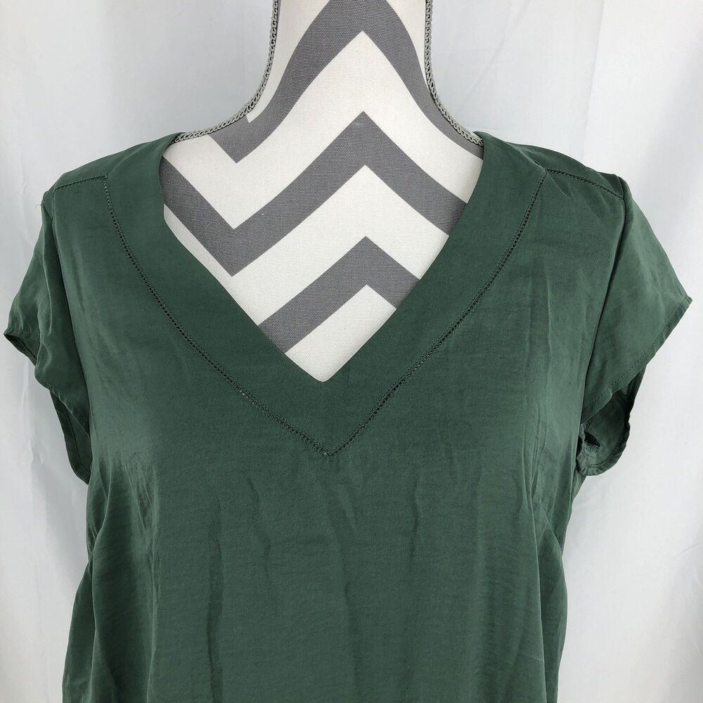 H&M Green Short Cap Sleeve Blouse 12